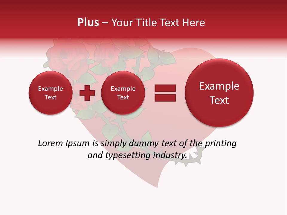 A Red Heart With Roses On A White Background PowerPoint Template