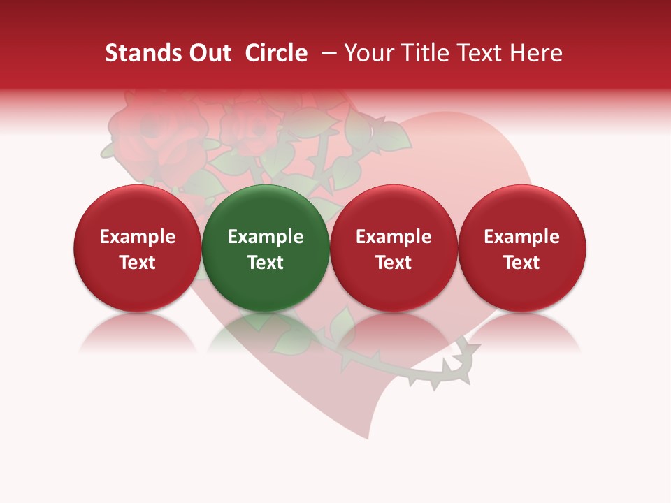 A Red Heart With Roses On A White Background PowerPoint Template