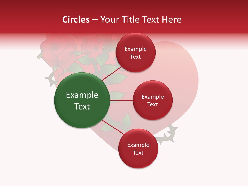 A Red Heart With Roses On A White Background PowerPoint Template