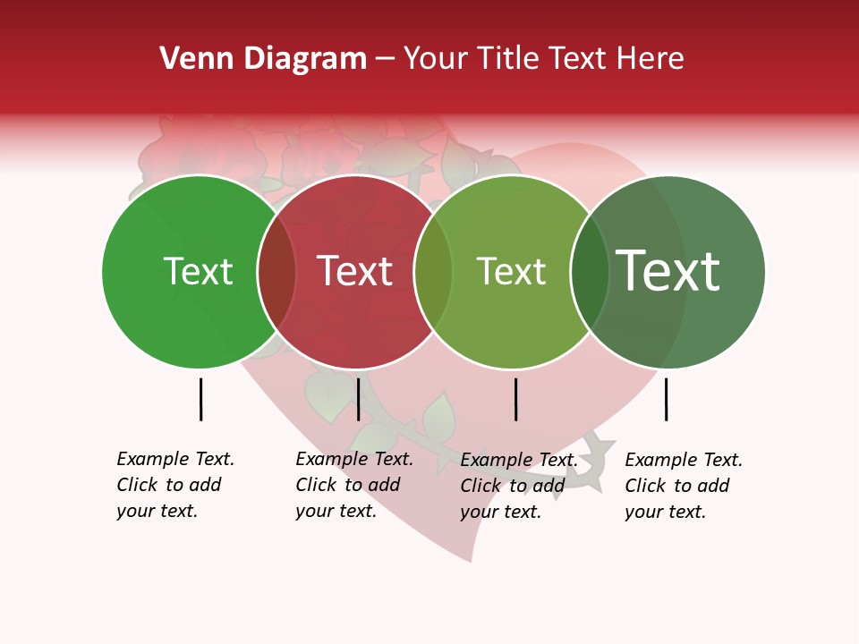 A Red Heart With Roses On A White Background PowerPoint Template