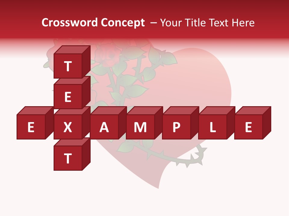 A Red Heart With Roses On A White Background PowerPoint Template