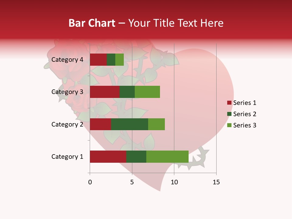 A Red Heart With Roses On A White Background PowerPoint Template