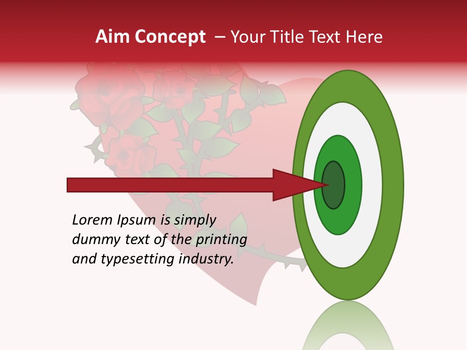 A Red Heart With Roses On A White Background PowerPoint Template