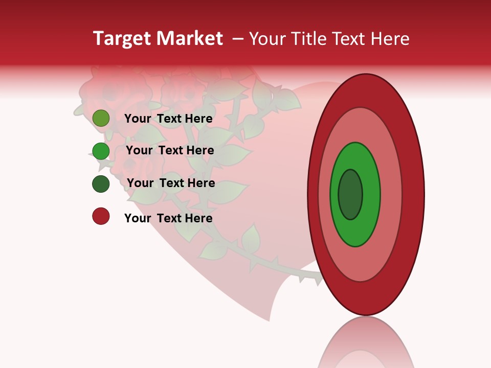 A Red Heart With Roses On A White Background PowerPoint Template