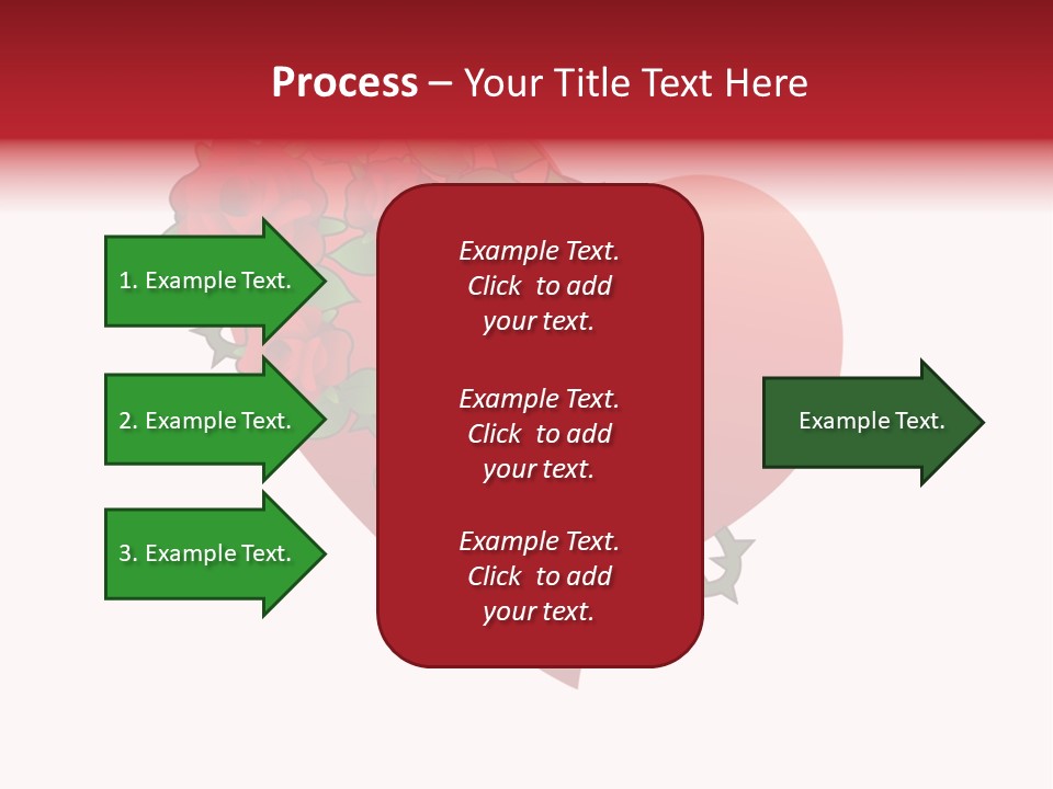 A Red Heart With Roses On A White Background PowerPoint Template