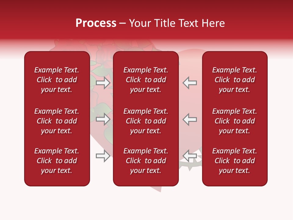 A Red Heart With Roses On A White Background PowerPoint Template