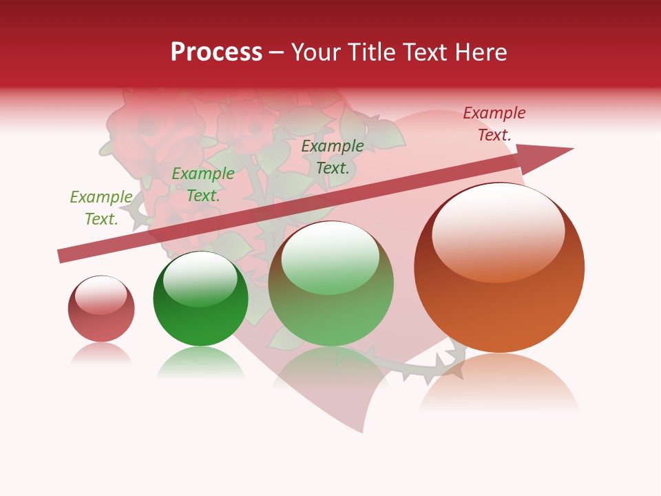 A Red Heart With Roses On A White Background PowerPoint Template