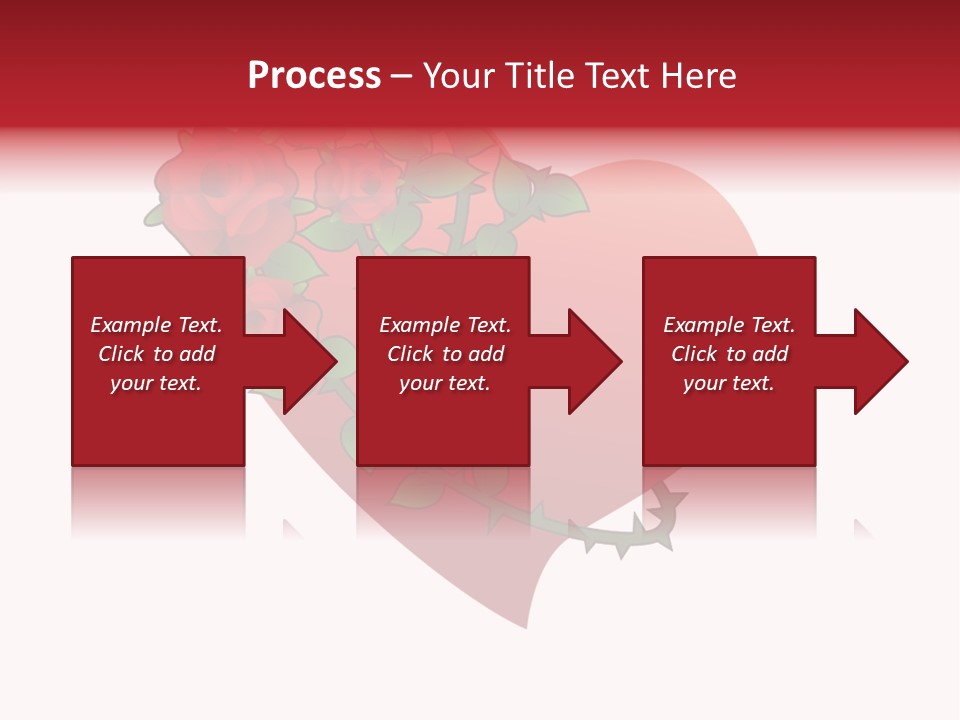 A Red Heart With Roses On A White Background PowerPoint Template