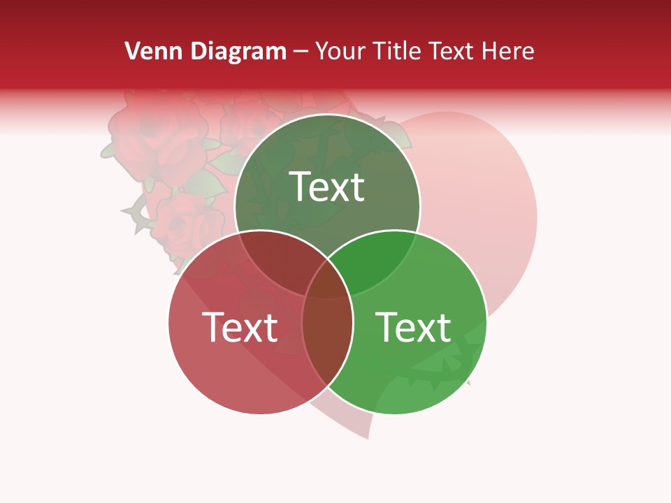 A Red Heart With Roses On A White Background PowerPoint Template