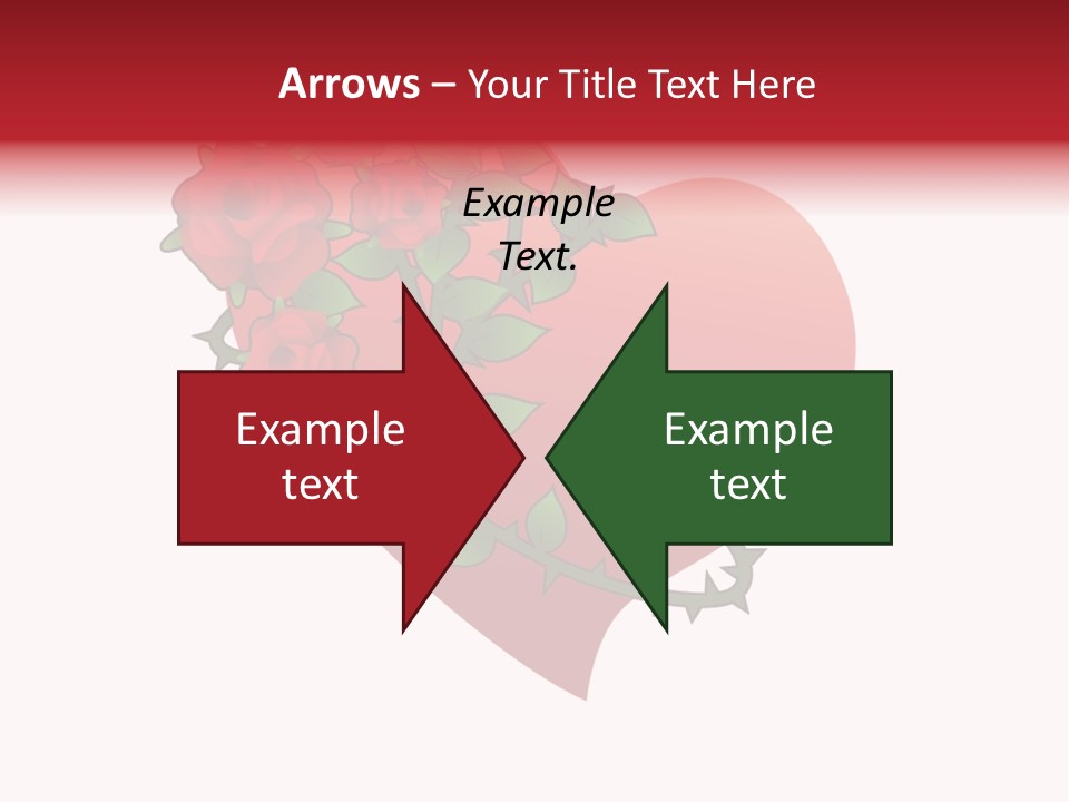 A Red Heart With Roses On A White Background PowerPoint Template