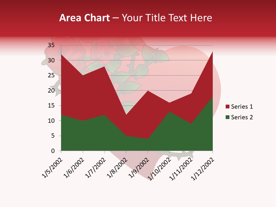 A Red Heart With Roses On A White Background PowerPoint Template