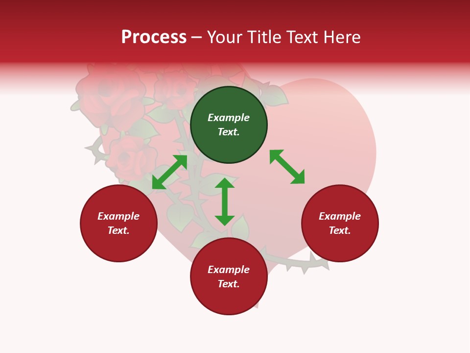 A Red Heart With Roses On A White Background PowerPoint Template