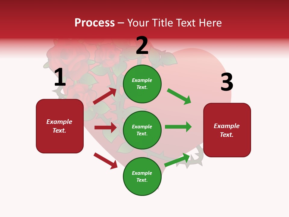 A Red Heart With Roses On A White Background PowerPoint Template
