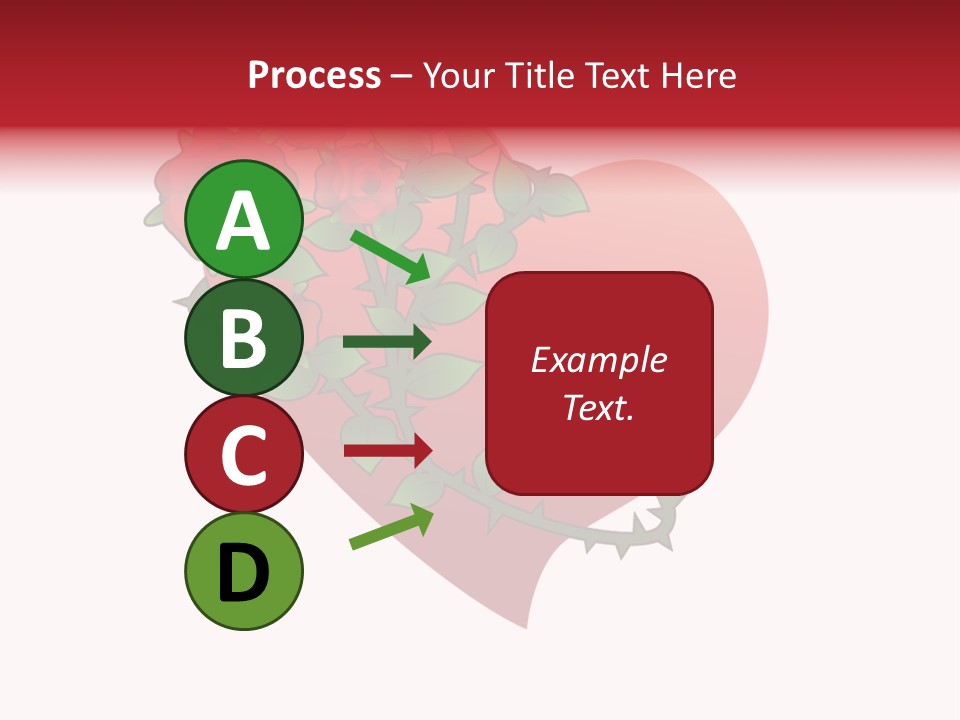 A Red Heart With Roses On A White Background PowerPoint Template
