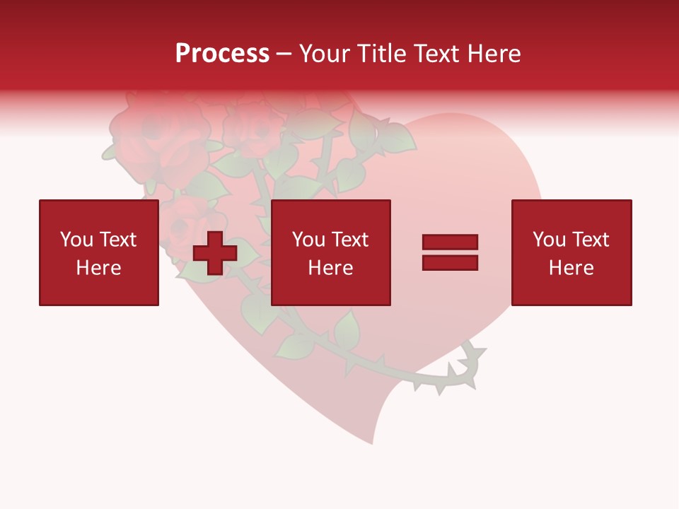 A Red Heart With Roses On A White Background PowerPoint Template