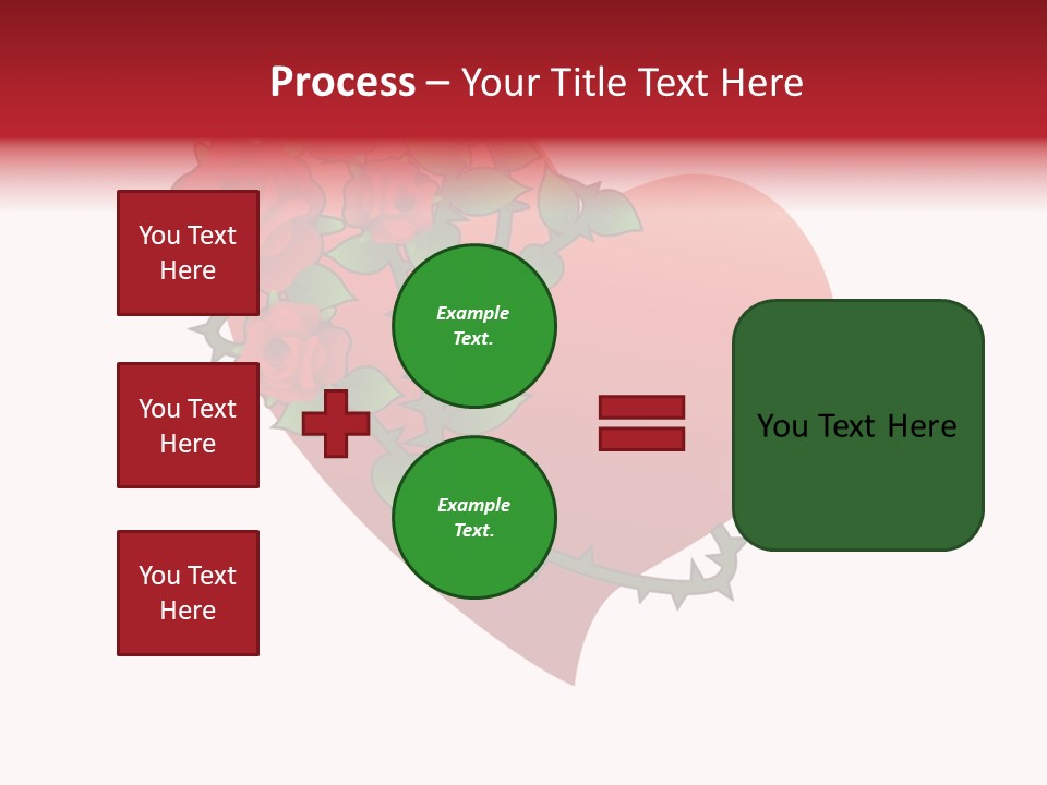 A Red Heart With Roses On A White Background PowerPoint Template