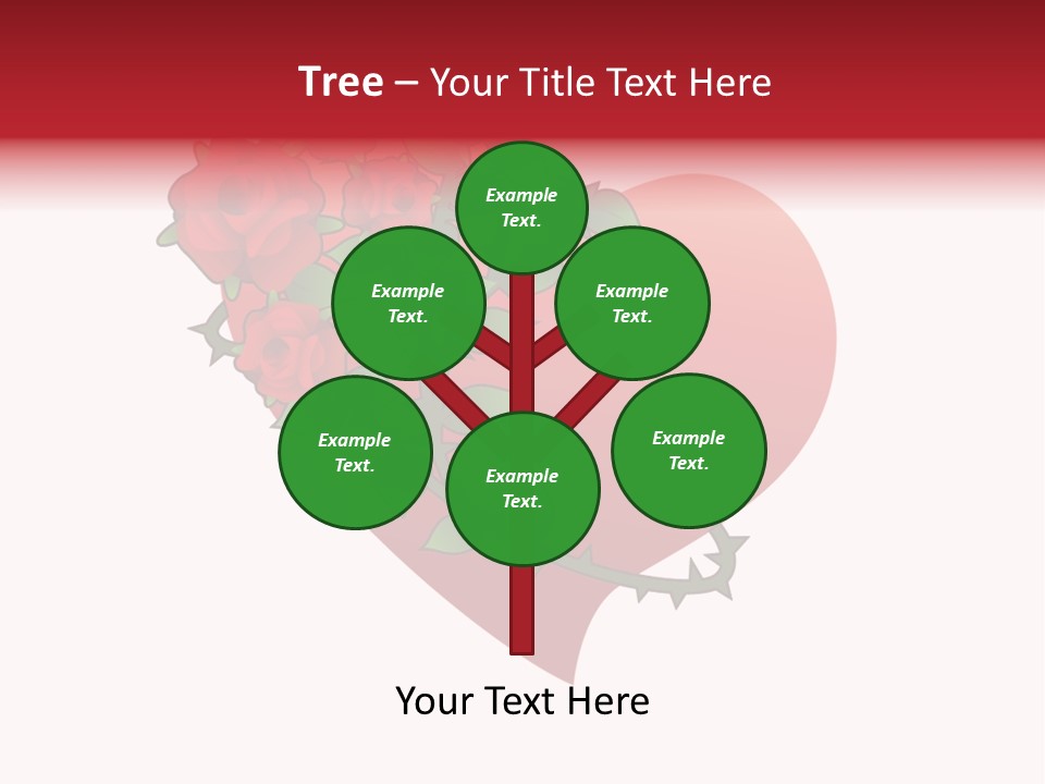 A Red Heart With Roses On A White Background PowerPoint Template