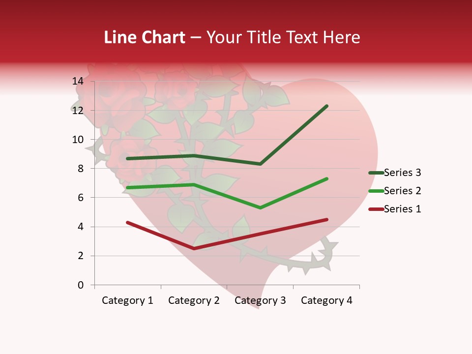 A Red Heart With Roses On A White Background PowerPoint Template