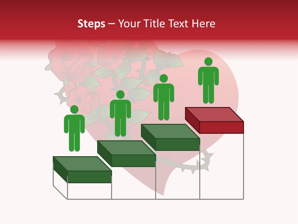 A Red Heart With Roses On A White Background PowerPoint Template