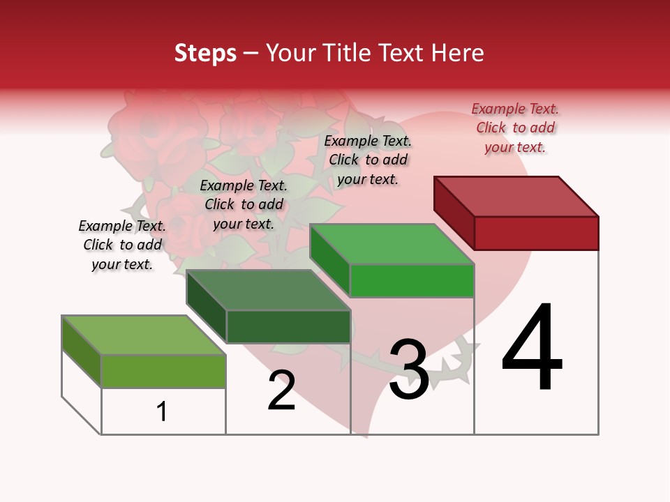 A Red Heart With Roses On A White Background PowerPoint Template