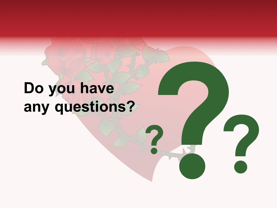 A Red Heart With Roses On A White Background PowerPoint Template