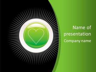 A Green Heart On A Black And Green Background PowerPoint Template