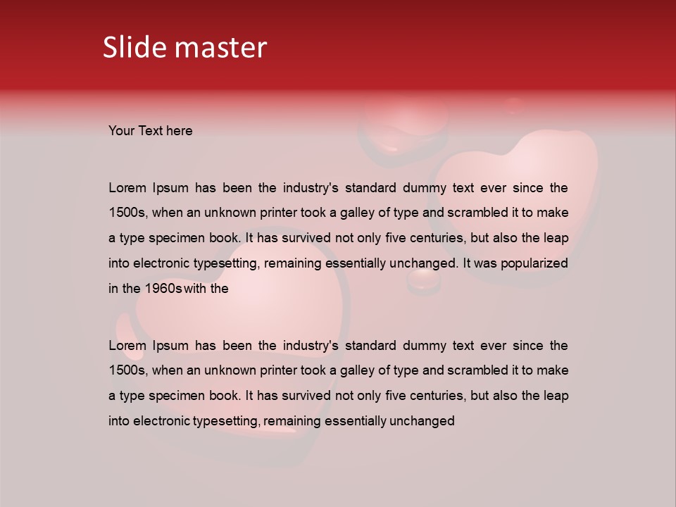 A Red Background With Hearts And Drops Of Water PowerPoint Template