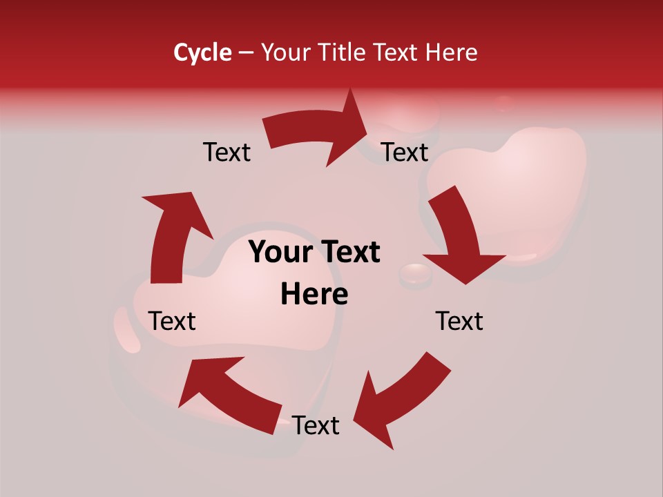 A Red Background With Hearts And Drops Of Water PowerPoint Template