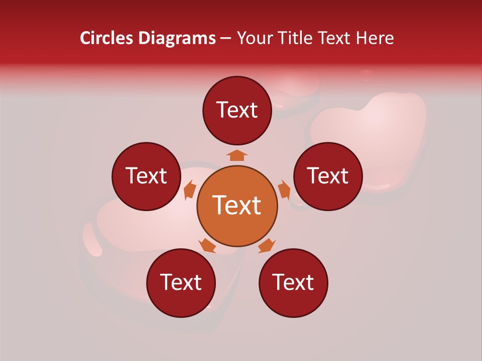 A Red Background With Hearts And Drops Of Water PowerPoint Template