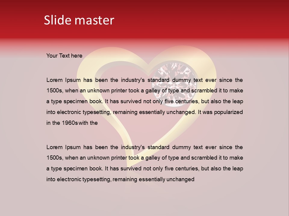 A Heart Shaped Diamond On A Red Background PowerPoint Template