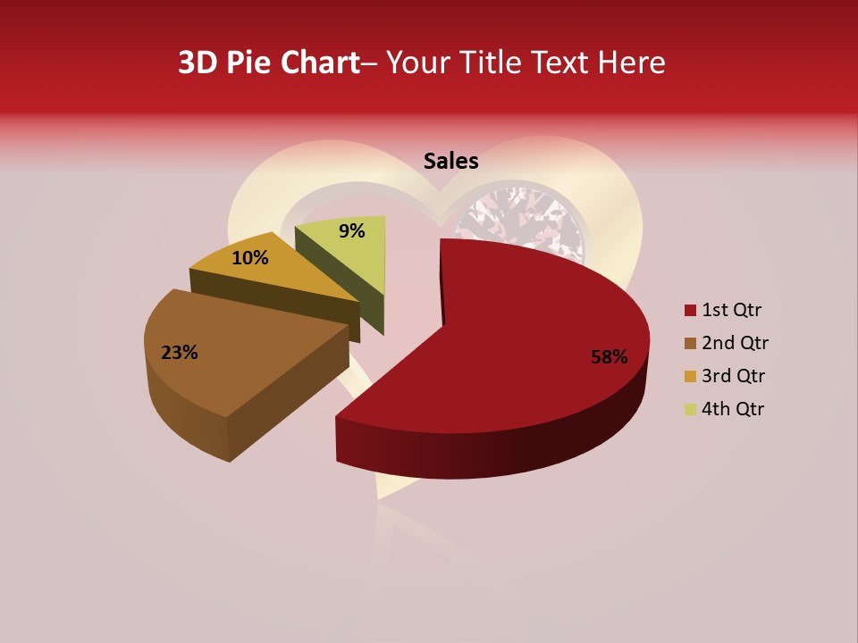 A Heart Shaped Diamond On A Red Background PowerPoint Template