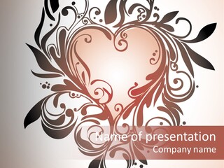 A Heart With A Floral Design On It PowerPoint Template