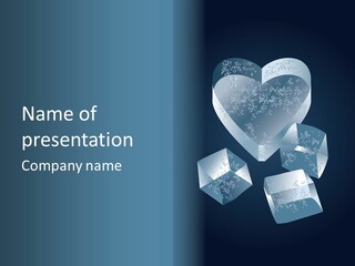 A Heart Shaped Ice Cubes On A Blue Background PowerPoint Template