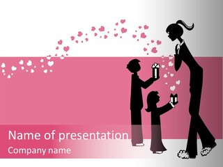A Woman Giving A Present To A Child PowerPoint Template