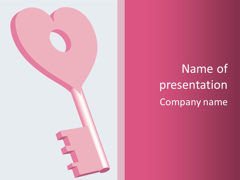 A Pink Heart Shaped Key On A Pink Background PowerPoint Template