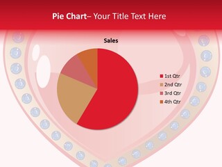 A Red Heart With Blue Jewels On It PowerPoint Template