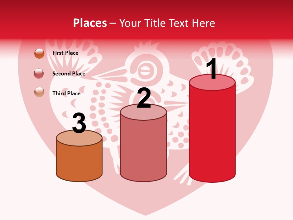 A Red Heart With A White Rooster On It PowerPoint Template