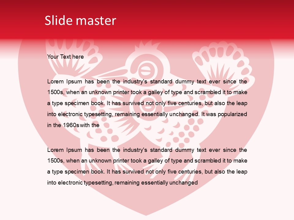 A Red Heart With A White Rooster On It PowerPoint Template