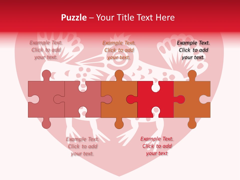 A Red Heart With A White Rooster On It PowerPoint Template