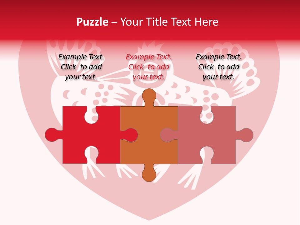 A Red Heart With A White Rooster On It PowerPoint Template