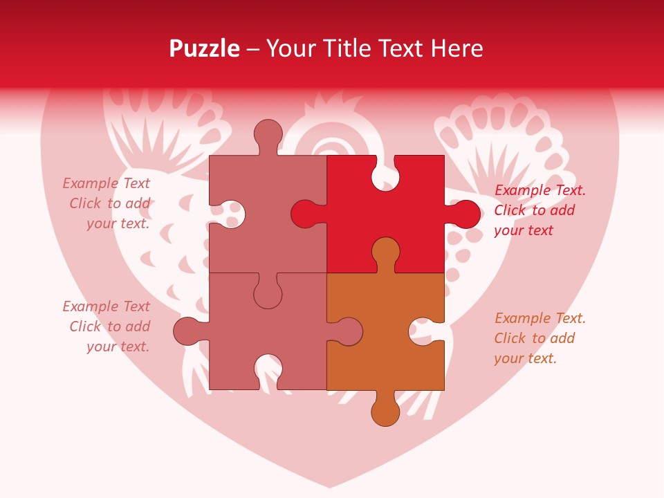A Red Heart With A White Rooster On It PowerPoint Template