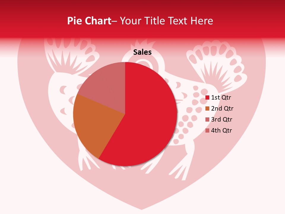 A Red Heart With A White Rooster On It PowerPoint Template