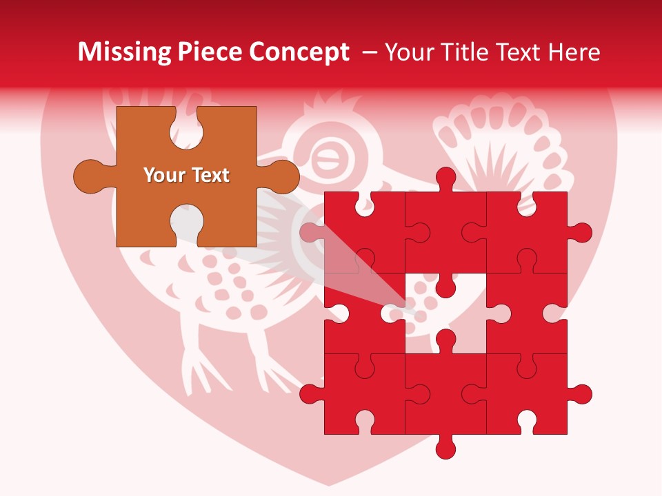 A Red Heart With A White Rooster On It PowerPoint Template