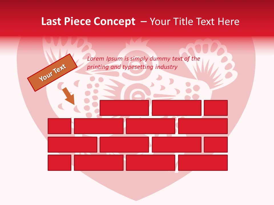 A Red Heart With A White Rooster On It PowerPoint Template