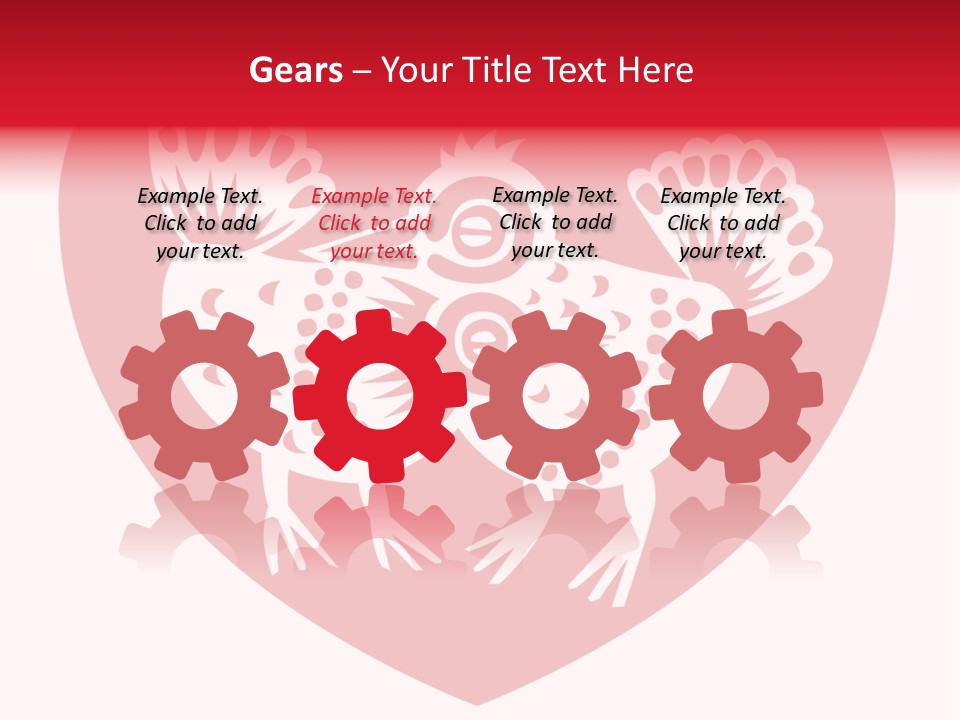 A Red Heart With A White Rooster On It PowerPoint Template