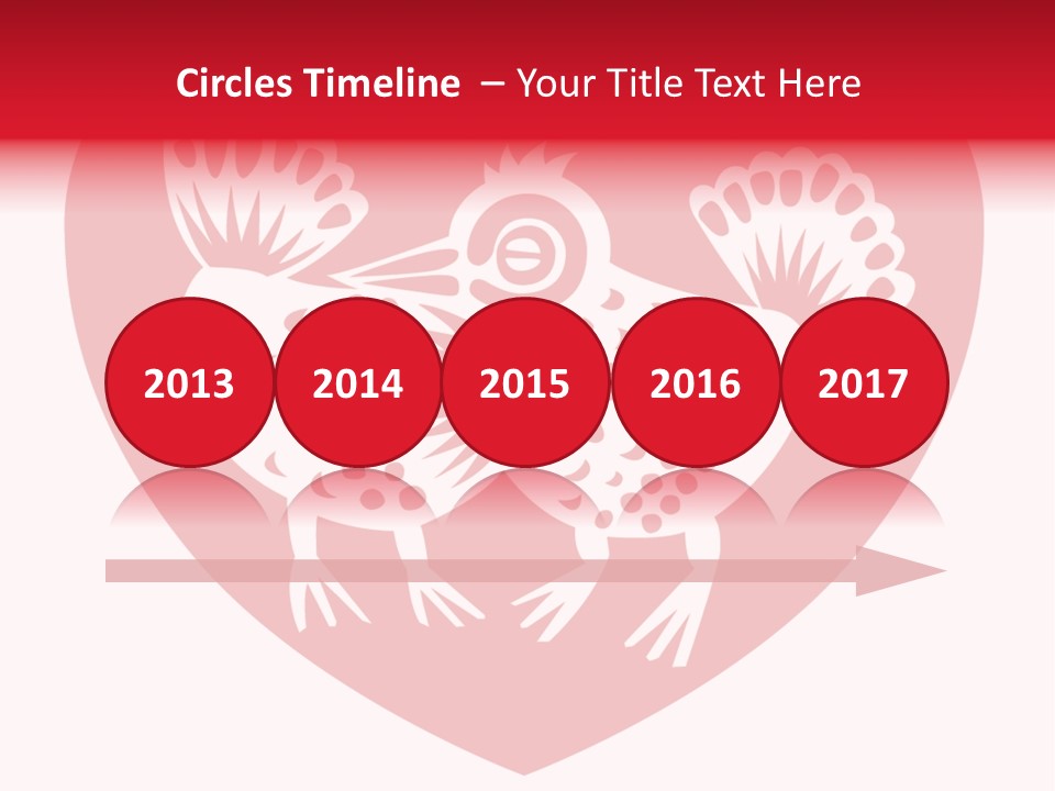 A Red Heart With A White Rooster On It PowerPoint Template