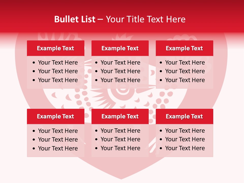 A Red Heart With A White Rooster On It PowerPoint Template