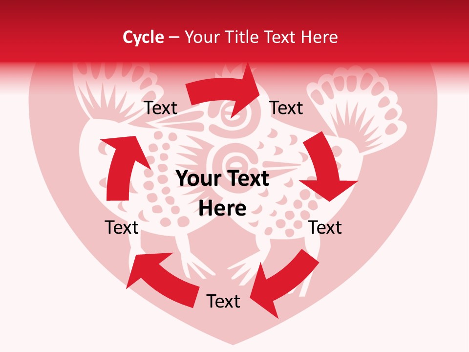 A Red Heart With A White Rooster On It PowerPoint Template