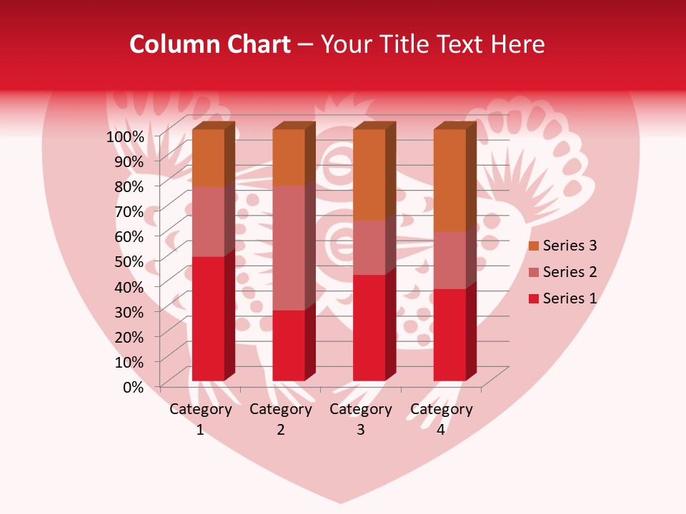 A Red Heart With A White Rooster On It PowerPoint Template