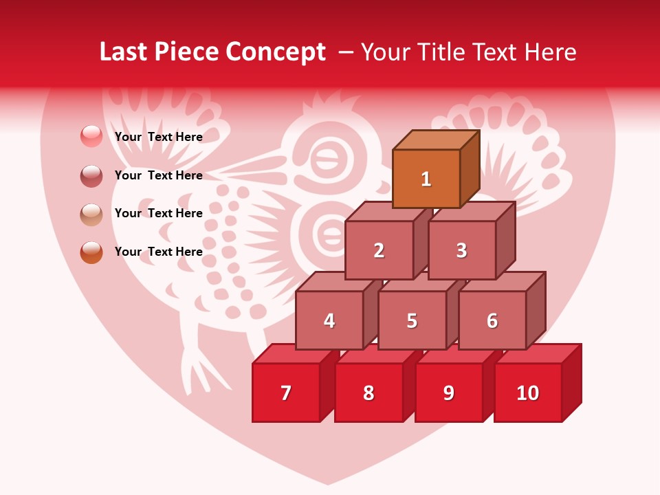 A Red Heart With A White Rooster On It PowerPoint Template